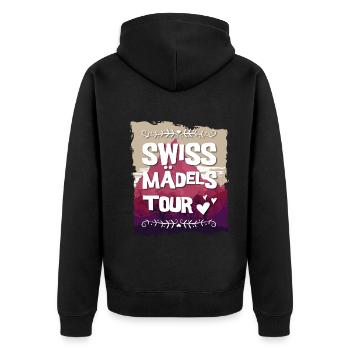 Swiss Mädels Tour - Unisex Premium Bio Zip Hoodie - Schwarz - Hinten - Nico (187cm)