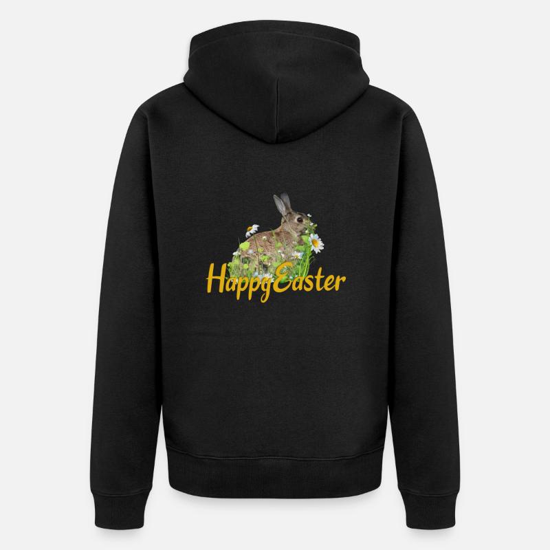 Happy Easter rabbit - Unisex Premium Bio Zip Hoodie - Schwarz