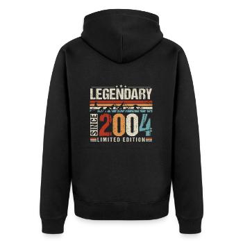 Légendaire depuis 2004 Vintage cadeau d’anniversaire - Veste à capuche bio Premium Unisexe - noir - Dos - Nico (187cm)