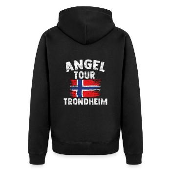 TRONDHEIM - Angel Tour Norwegen Personalisierbar - Unisex Premium Bio Zip Hoodie - Schwarz - Hinten - Nico (187cm)