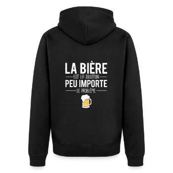 La bière est la solution blague alcool humour - Veste à capuche bio Premium Unisexe - noir - Dos - Nico (187cm)