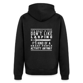 Humorous LARPing Fantasy Cosplay Nerd - Unisex Premium Organic Zip Hoodie - black - Back - Nico (187cm)