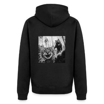 Humour Loup-Garou Selfie Chat - Veste à capuche bio Premium Unisexe - noir - Dos - Nico (187cm)