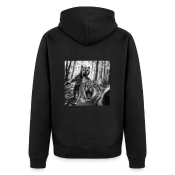 Humour Loup-Garou Selfie Chat - Veste à capuche bio Premium Unisexe - noir - Dos - Nico (187cm)