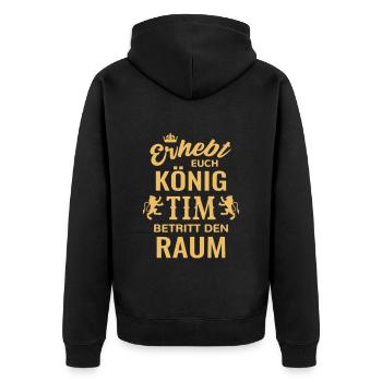 Name Tim Geschenkidee Geburtstag lustig König - Unisex Premium Bio Zip Hoodie - Schwarz - Hinten - Nico (187cm)