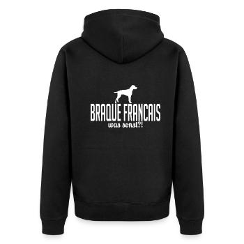 BRAQUE FRANCAIS quoi d’autre chien disant Wilsigns - Veste à capuche bio Premium Unisexe - noir - Dos - Nico (187cm)
