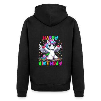 Anniversaire Licorne Joyeux anniversaire Enfants Confettis - Veste à capuche bio Premium Unisexe - noir - Dos - Nico (187cm)