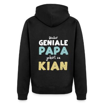 Dieser Geniale Papa Gehört Zu Kian - Unisex Premium Bio Zip Hoodie - Schwarz - Hinten - Nico (187cm)