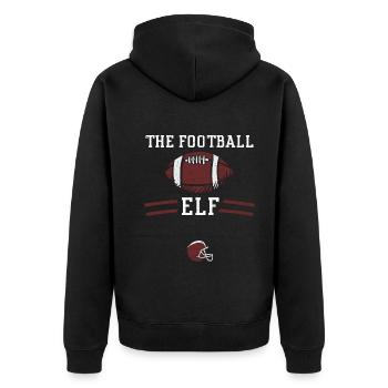 The Football Elf - Football - Unisex Premium Bio Zip Hoodie - Schwarz - Hinten - Nico (187cm)