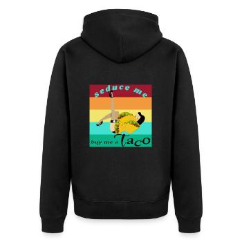 Taco - Unisex Premium Organic Zip Hoodie - black - Back - Nico (187cm)