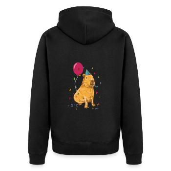 Capybara Birthday - Unisex Premium Organic Zip Hoodie - black - Back - Nico (187cm)