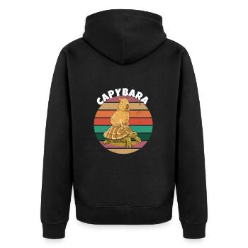 Capybara chevauche une tortue - Veste à capuche bio Premium Unisexe - noir - Dos - Nico (187cm)