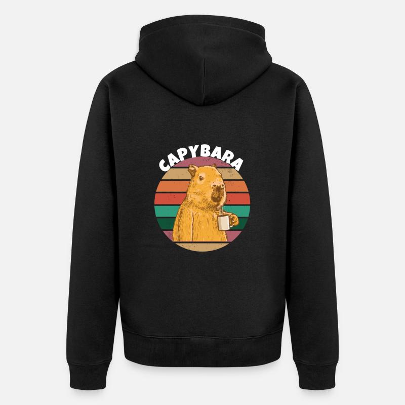 Café Capybara - Veste à capuche bio Premium Unisexe - noir