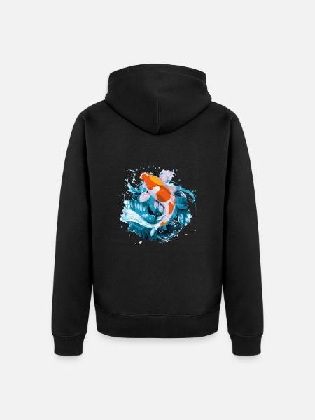 Koi-Karpfen in Aktion - Unisex Premium Bio Zip Hoodie - Schwarz