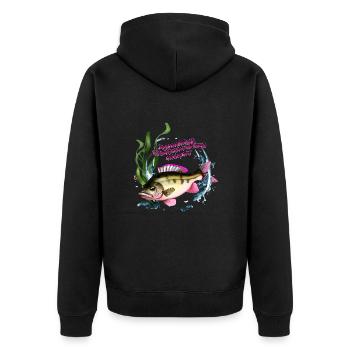 Divas de pêche de la perche : l’élégance en action - Veste à capuche bio Premium Unisexe - noir - Dos - Nico (187cm)