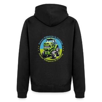 Traktorflüsterer in der Ausbildung - Unisex Premium Bio Zip Hoodie - Schwarz - Hinten - Nico (187cm)