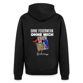 Ohne Feuerwerk ohne mich - Unisex Premium Bio Zip Hoodie - Schwarz - Hinten - Nico (187cm)