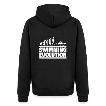 Schwimmen Evolution,Perfekt für Schwimmfans - Unisex Premium Bio Zip Hoodie - Schwarz - Hinten - Nico (187cm)