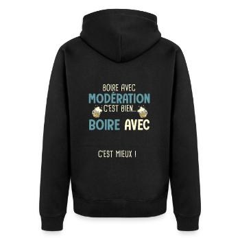 boire modération boire avec prénom c'est mieux - Veste à capuche bio Premium Unisexe - noir - Dos - Nico (187cm)