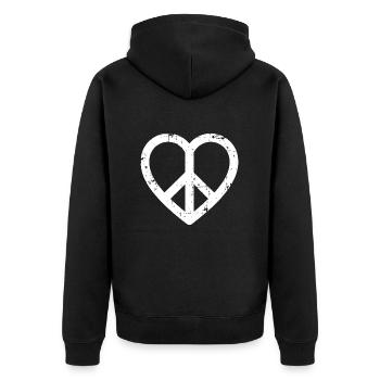 Paix Coeur Signe de Paix Amour Vintage - Veste à capuche bio Premium Unisexe - noir - Dos - Nico (187cm)