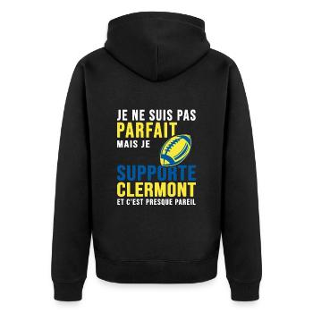 Rugby humour rugby clermont - Veste à capuche bio Premium Unisexe - noir - Dos - Nico (187cm)
