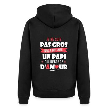 Papi pas gros trop d amour grand père papy fete - Veste à capuche bio Premium Unisexe - noir - Dos - Nico (187cm)