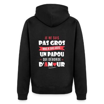 Papou pas gros trop d amour papa papi cadeau fete - Veste à capuche bio Premium Unisexe - noir - Dos - Nico (187cm)