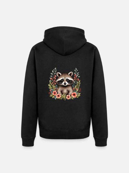 Cute raccoon - Unisex Premium Organic Zip Hoodie - black