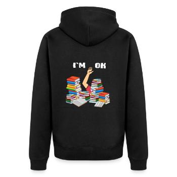 read reading lesson book primer roman ebook bookworm - Unisex Premium Organic Zip Hoodie - black - Back - Nico (187cm)