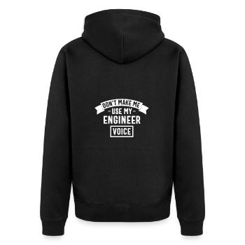 Zwinge mich nicht, meine Bauingenieurstimme zu benutzen - lustig - Unisex Premium Bio Zip Hoodie - Schwarz - Hinten - Nico (187cm)