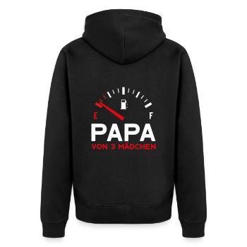 VATER DREI TÖCHTER PAPA VON 3 MÄDCHEN VATERTAG - Unisex Premium Bio Zip Hoodie - Schwarz - Hinten - Nico (187cm)