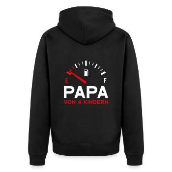 VATER VIER KINDER PAPA VON 4 KINDERN VATERTAG - Unisex Premium Bio Zip Hoodie - Schwarz - Hinten - Nico (187cm)