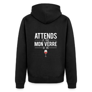 Attends je finis mon verre de vin vigne vigneron - Veste à capuche bio Premium Unisexe - noir - Dos - Nico (187cm)
