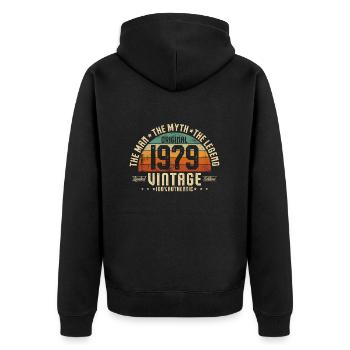 1979 Vintage Born Man Myth Legend - Unisex Premium Organic Zip Hoodie - black - Back - Nico (187cm)
