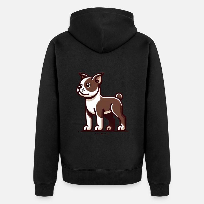 Dessin animé Boston Terrier Graphique - Veste à capuche bio Premium Unisexe - noir