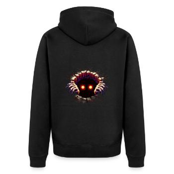 Loch Monster - Unisex Premium Bio Zip Hoodie - Schwarz - Hinten - Nico (187cm)