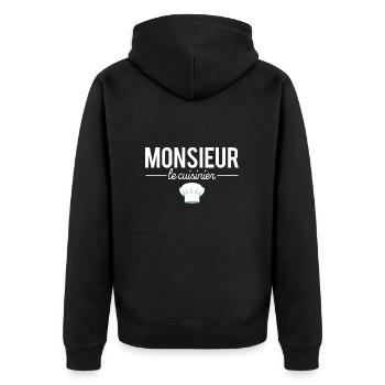 Monsieur le cuisinier métier profession humour - Veste à capuche bio Premium Unisexe - noir - Dos - Nico (187cm)