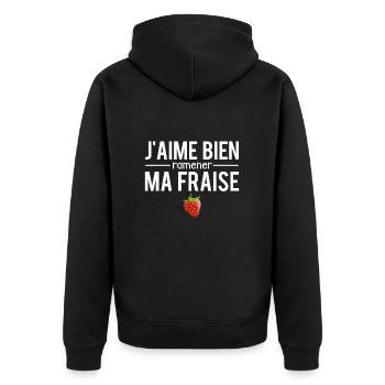 J'aime bien ramener ma fraise expression humour - Veste à capuche bio Premium Unisexe - noir - Dos - Nico (187cm)