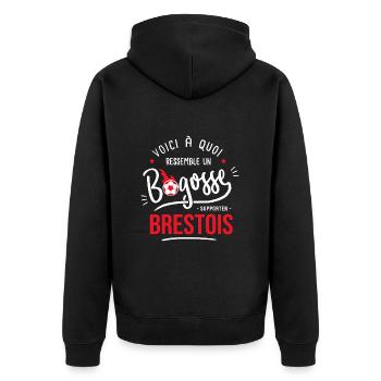 Brest Brestois bogosse supporter football brestois - Veste à capuche bio Premium Unisexe - noir - Dos - Nico (187cm)