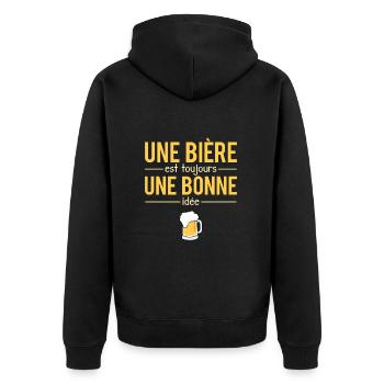 Une Bière Est Toujours Une Bonne Idée Alcool - Veste à capuche bio Premium Unisexe - noir - Dos - Nico (187cm)