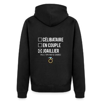 Célibataire En Couple Meilleur Joaillier Humour - Veste à capuche bio Premium Unisexe - noir - Dos - Nico (187cm)