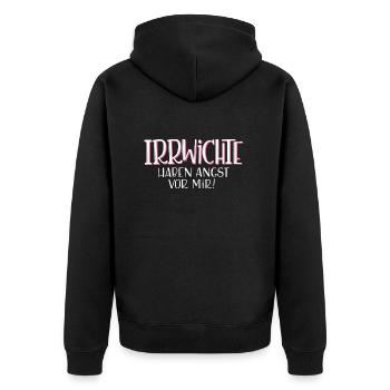 Irrwichte haben Angst vor mir - Unisex Premium Bio Zip Hoodie - Schwarz - Hinten - Nico (187cm)
