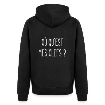 où qu'est mes clefs ? - Veste à capuche bio Premium Unisexe - noir - Dos - Nico (187cm)