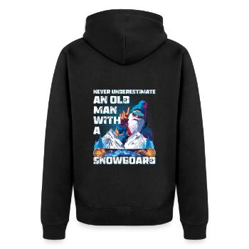 Ne sous-estimez jamais un vieil homme avec un snowboard - Veste à capuche bio Premium Unisexe - noir - Dos - Nico (187cm)