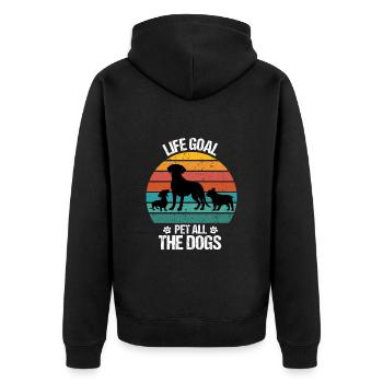 Hund Hunde Hundeliebhaber Hundebesitzer Retro Wau - Unisex Premium Bio Zip Hoodie - Schwarz - Hinten - Nico (187cm)