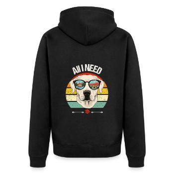 Camping Camper Labrador Hund Campingplatz Caravan - Unisex Premium Bio Zip Hoodie - Schwarz - Hinten - Nico (187cm)