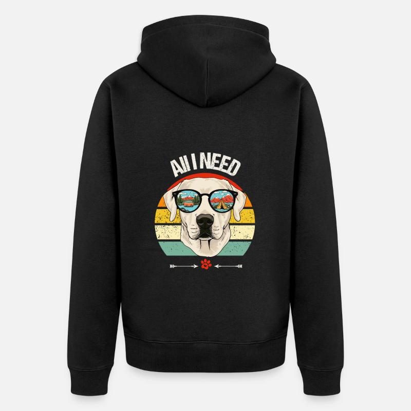 Camping Camper Labrador Hund Campingplatz Caravan - Premium økologisk unisex-hættejakke - sort