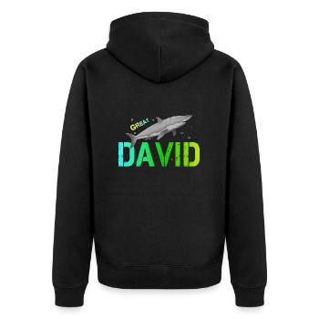 David - Unisex Premium Bio Zip Hoodie - Schwarz - Hinten - Nico (187cm)