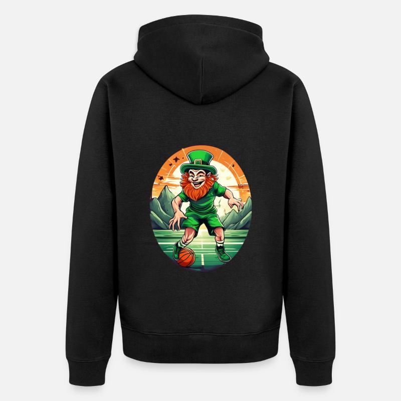 Basket-ball Trèfle de la Saint-Patrick - Veste à capuche bio Premium Unisexe - noir