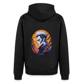 Gruseliges Halloween-party-kostüm Vampir - Unisex Premium Organic Zip Hoodie - black - Back - Nico (187cm)